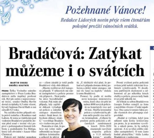 noviny Vánoce zatýkání