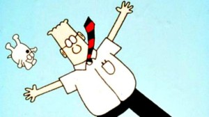 Finanční poradce nemá autor kresleného manažera Dilberta a vystudovaný ekonom Scott Adams vůbec v lásce. Ilustrace: Scott Adams via WikiMedia